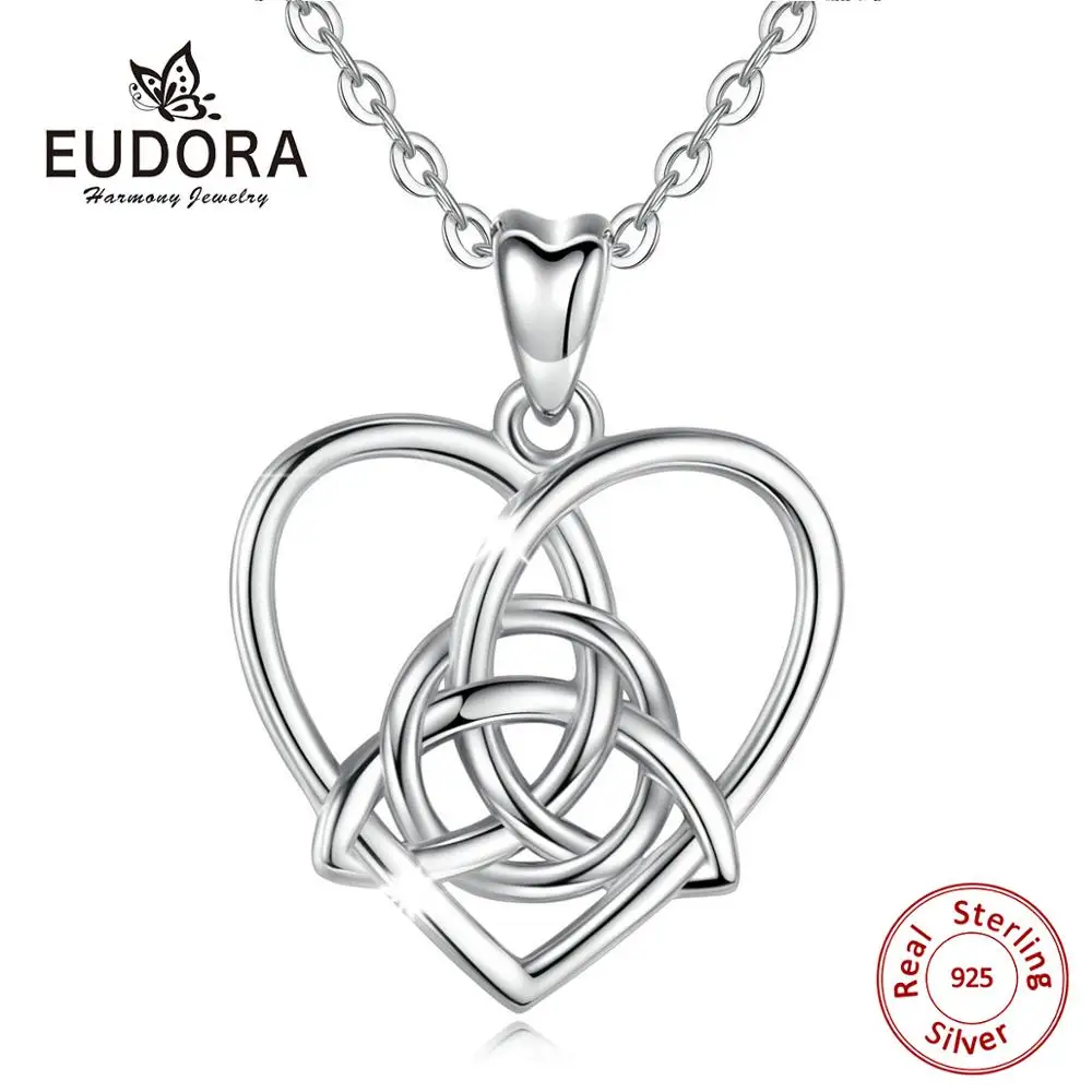 Eudora, настоящее 925 пробы, серебряное ожерелье с подвеской в форме сердца, ожерелье с узлом, с подарочной коробкой, женское свадебное ювелирное изделие CYD115