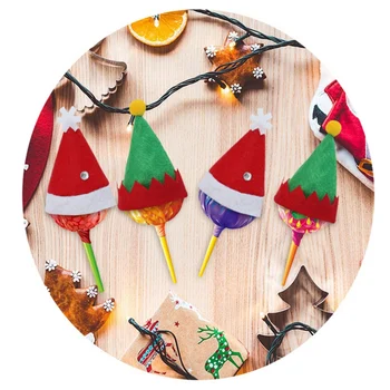 

Christmas Wine Bottle Cap Topper Candy Cover Silverware Holder Pockets Knife Spoon Fork Bag Party Decorations 6PCS Santa Elf Hat