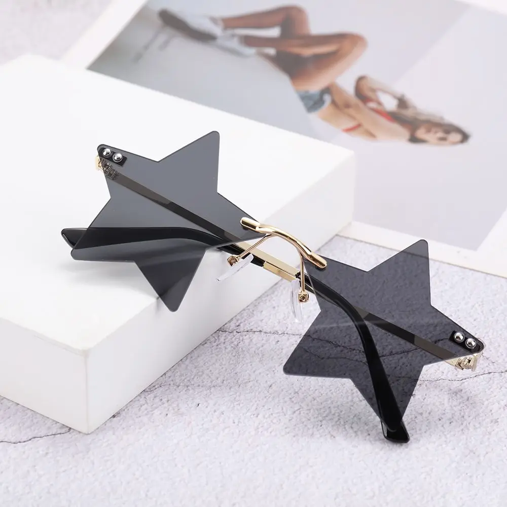 Funny Eyeglasses Christmas Decoration Pentagram Eyewear Party Glasses Rimless Sunglasses Trendy Star Shape Rimless Sun Glasses designer sunglasses for women