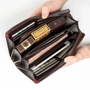 

Luxury Men's Genuine Leather Long Wallet Quality Cash Credit Card Purse Wallet
