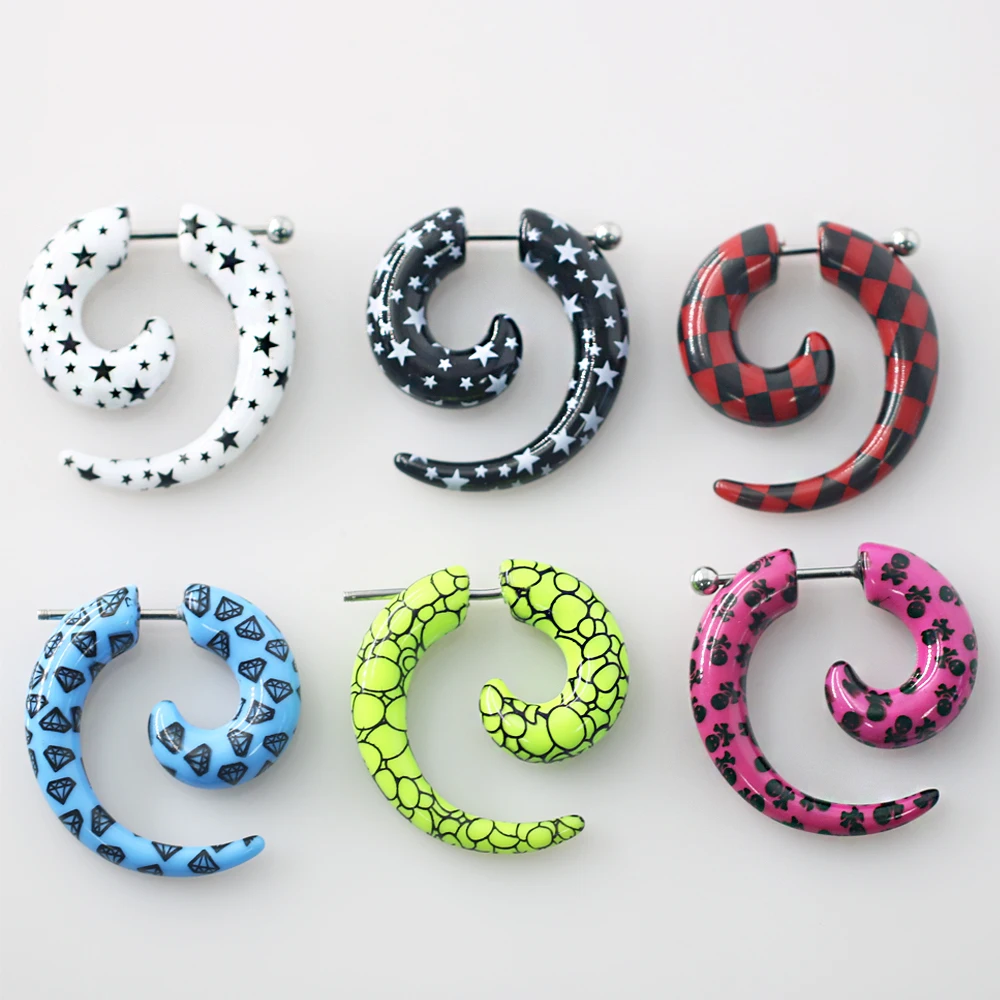 1 шт. форма улитки с узором акриловые поддельные серьги гвоздики для ушей