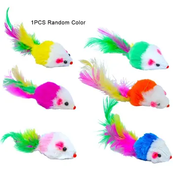

Pet Cat Toy Cat Toy Plush Mouse Colored Feather Tail Small Mouse Cat Mouse Toy Fake Mouse Interaction Plush Animal Toy Cat Toy