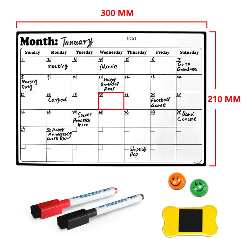 A4 белая доска сухое стирание сверхмощный Магнитный ежемесячный календарь на холодильник прочный изготовлен из высококачественного поверхностного материала