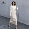 Bella philosophy Autumn Winter Knitted Dress Vintage Long Sleeve Lady Loose Women Sweater Dress Lady Warm Robe Dresses Vestidos ► Photo 1/6