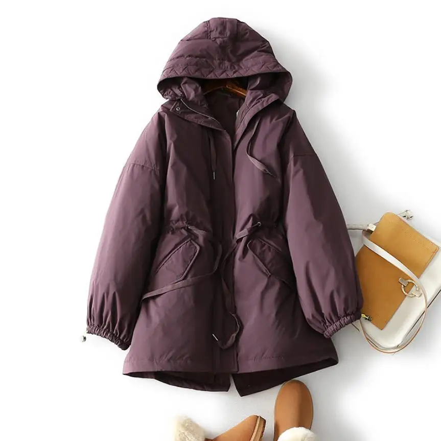 super warm Winter hooded oversized Warm Duck down coat female was thin waist Down Warm Jacket Hooded thicker warm Parkas F791