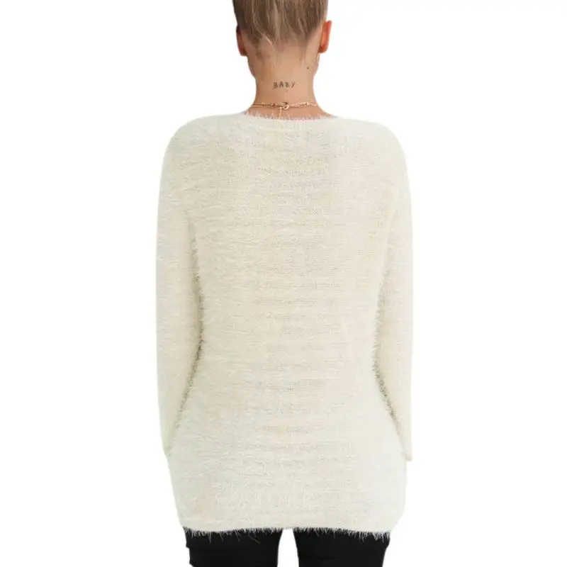 Женские повседневные плюшевые Топы с длинным рукавом и круглым вырезом, весенне-осенний Однотонный свитер, черная/белая рубашка, Свободный пуловер, свитера