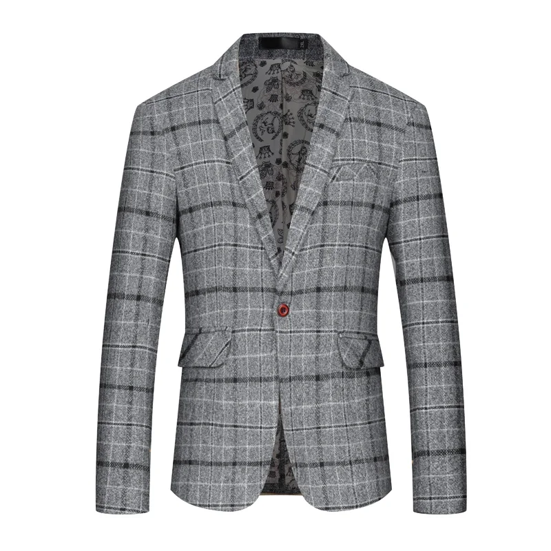 Обувь для мужчин Сезон осень зима В клетку в британском стиле Slim Fit пиджак/мужской