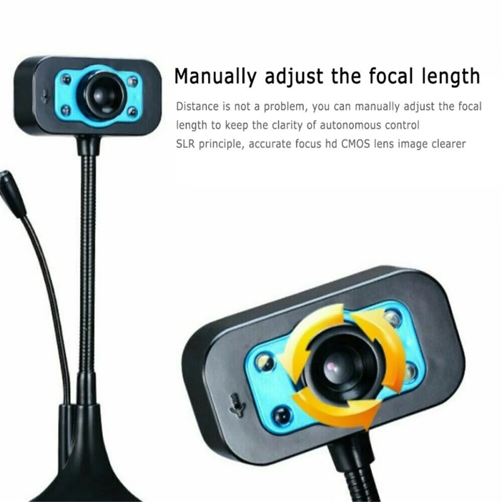 Webcam HD Web Camera Built-in Microphone USB Plug Web Cam Night Vision For PC Computer Mac Laptop Desktop YouTube Skype