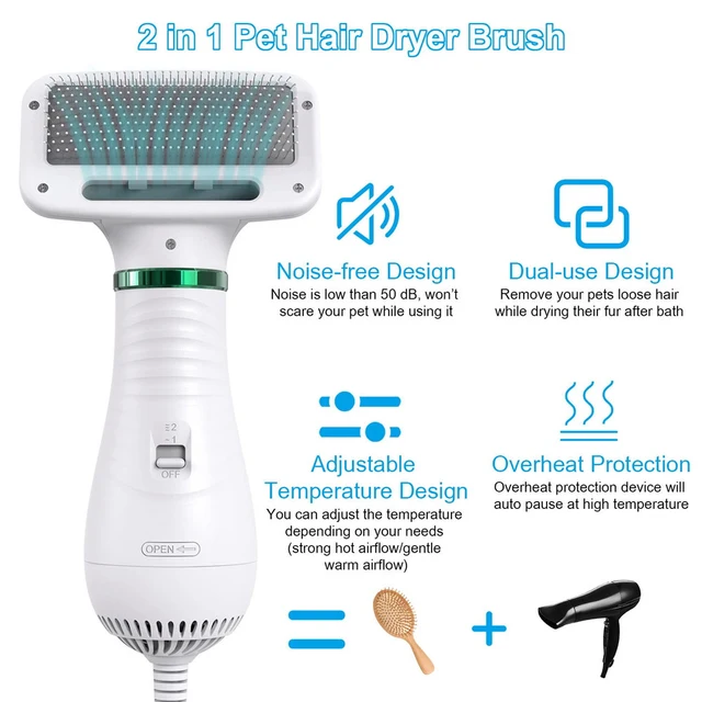 Portable Dog Dryer 2-In-1Hair Dryer For Dogs Adjust Temperature Low Noise Pet Dryer Dog Grooming Comb Fur Blower Seche Cheveux 3