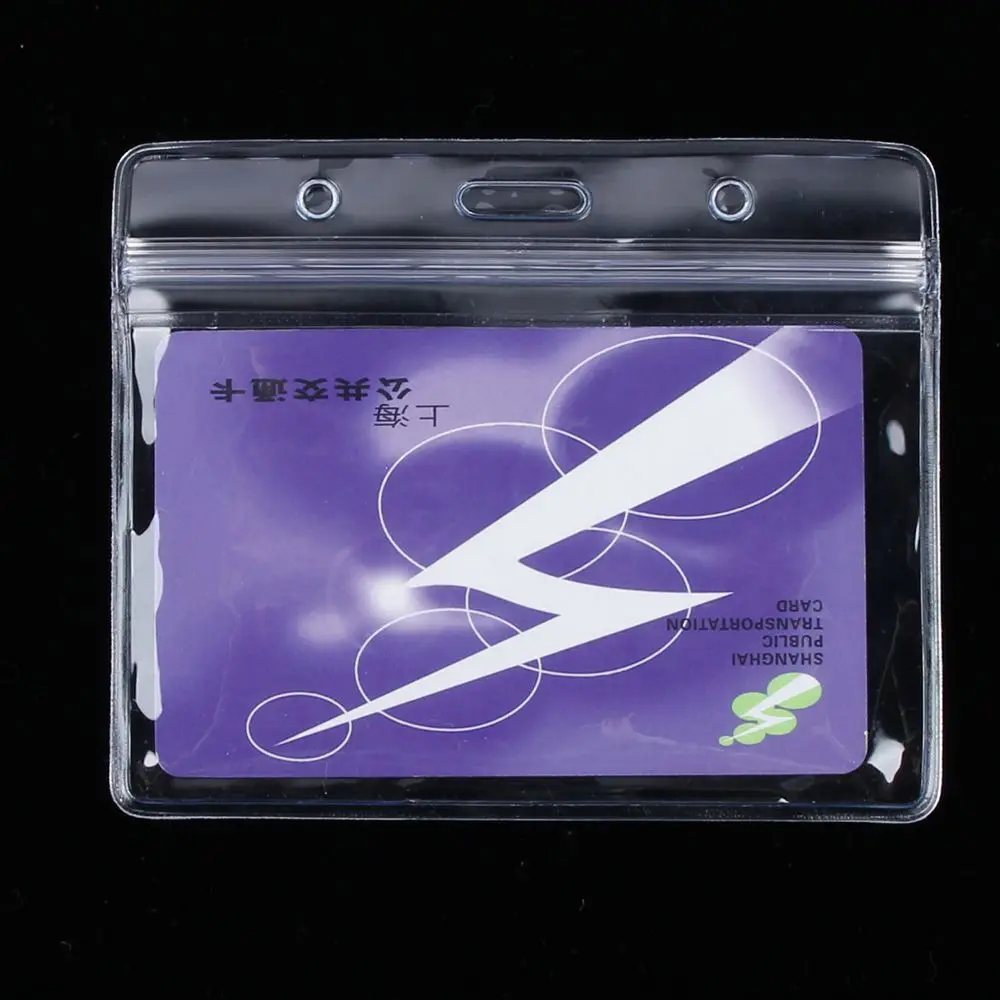 

Lot of 10 Horizontal Transparent Vinyl Plastic ID Card Badge Holder With Zipper Bag Case Badge Holder Accessories Card Case
