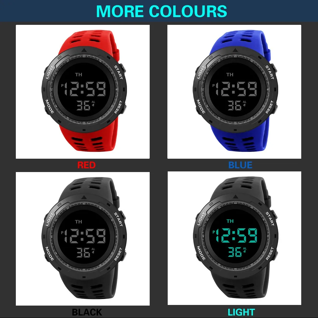 reloj hombre модные водонепроницаемые мужские спортивные часы для мальчиков ЖК-цифровой секундомер Дата Резиновые Спортивные Наручные Часы relogio masculino