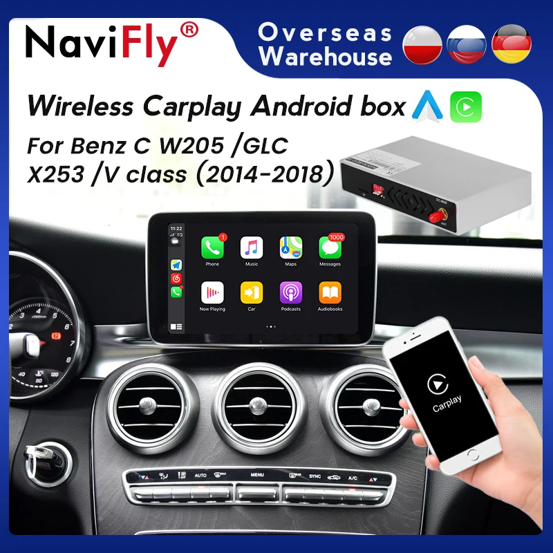 Wireless Carplay For Mercedes Benz Cclass W205 Glc 20152018 Ntg 5.0 With Android Auto Mirror