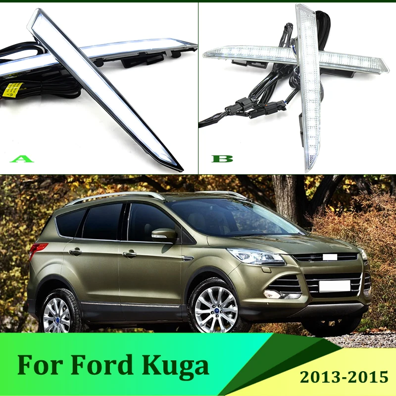2 шт. для Ford Kuga Escape 2013- Светодиодный дневной ходовой светильник DRL 6000K Белый Желтый поворотный синий светильник