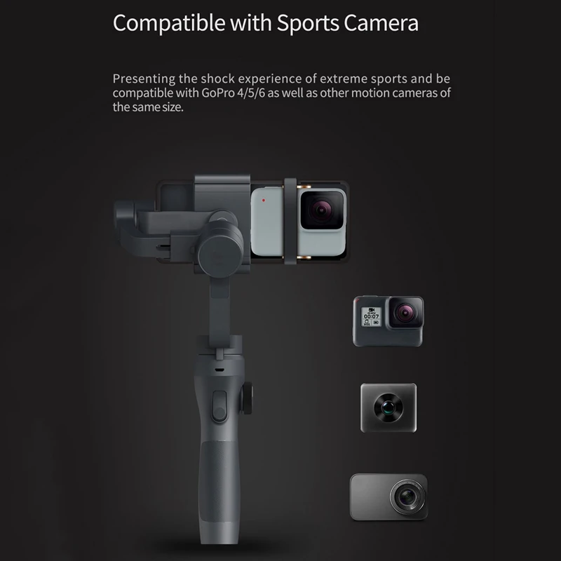 ABKT-Handheld Gimbal Stabilizer Portable Smooth with PhoneGO FPV Mode AI Tracking for Smartphone& Action Camera