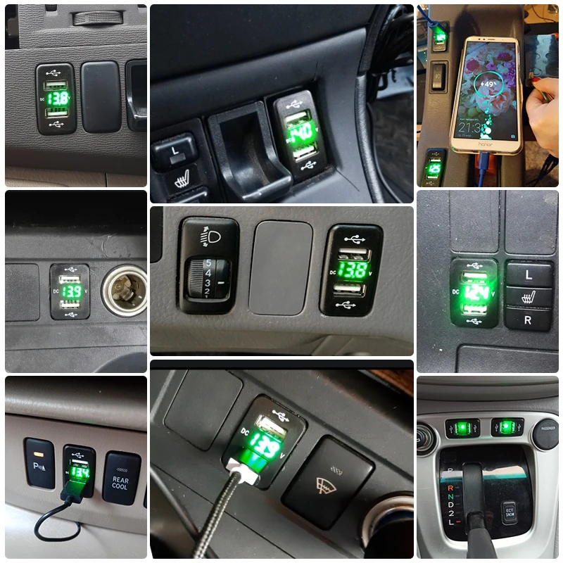 Автомобильное зарядное устройство 4 2 а с двумя USB портами дисплеем напряжения для