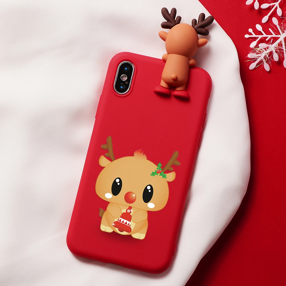 Мультяшный Рождественский Олень чехол для iphone 11 Pro XS Max XR X 5 5S Матовый ТПУ красный чехол для iphone 7 8 6 S 6 S Plus 7Plus чехол медведь - Цвет: Klho-sdlugld