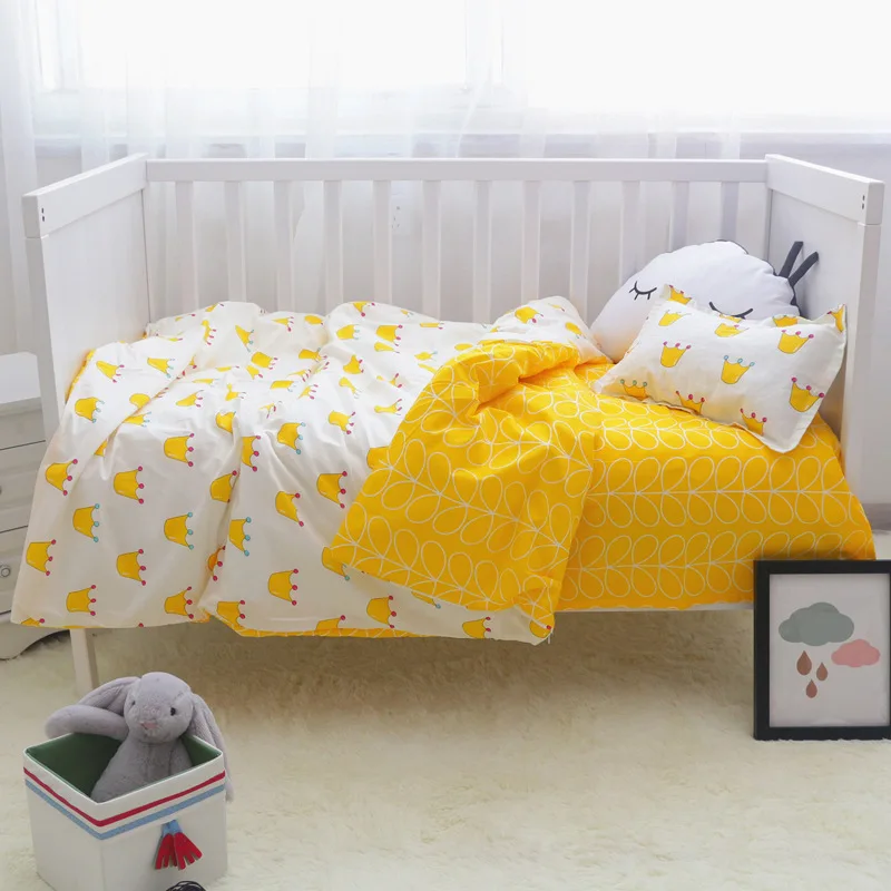 3pcs/set Baby Bedding Set Boys Girls Newborns Crib Bedding Linens Kit Including Baby Bed Sheet Quilt Duvet Cover Pillowcase