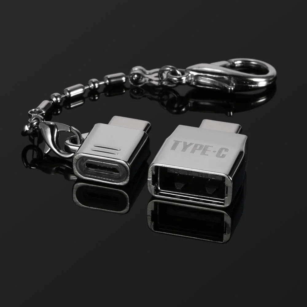 Комплект адаптеров type-C конвертер Micro USB-type C адаптер и USB-type-C с функцией OTG-Серебристый