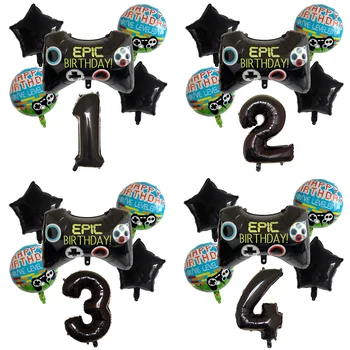 

Birthady Party Ballons Set Fortnites Anime Figure Digital Balloon Supplies Cartoon Round Stars Aluminum Film Ballon Home Decor