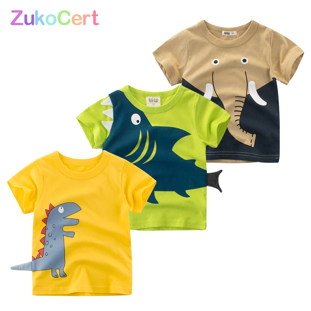 Zukocert 3 шт. детские футболки для мальчиков Хлопковый пуловер с коротким рукавом и
