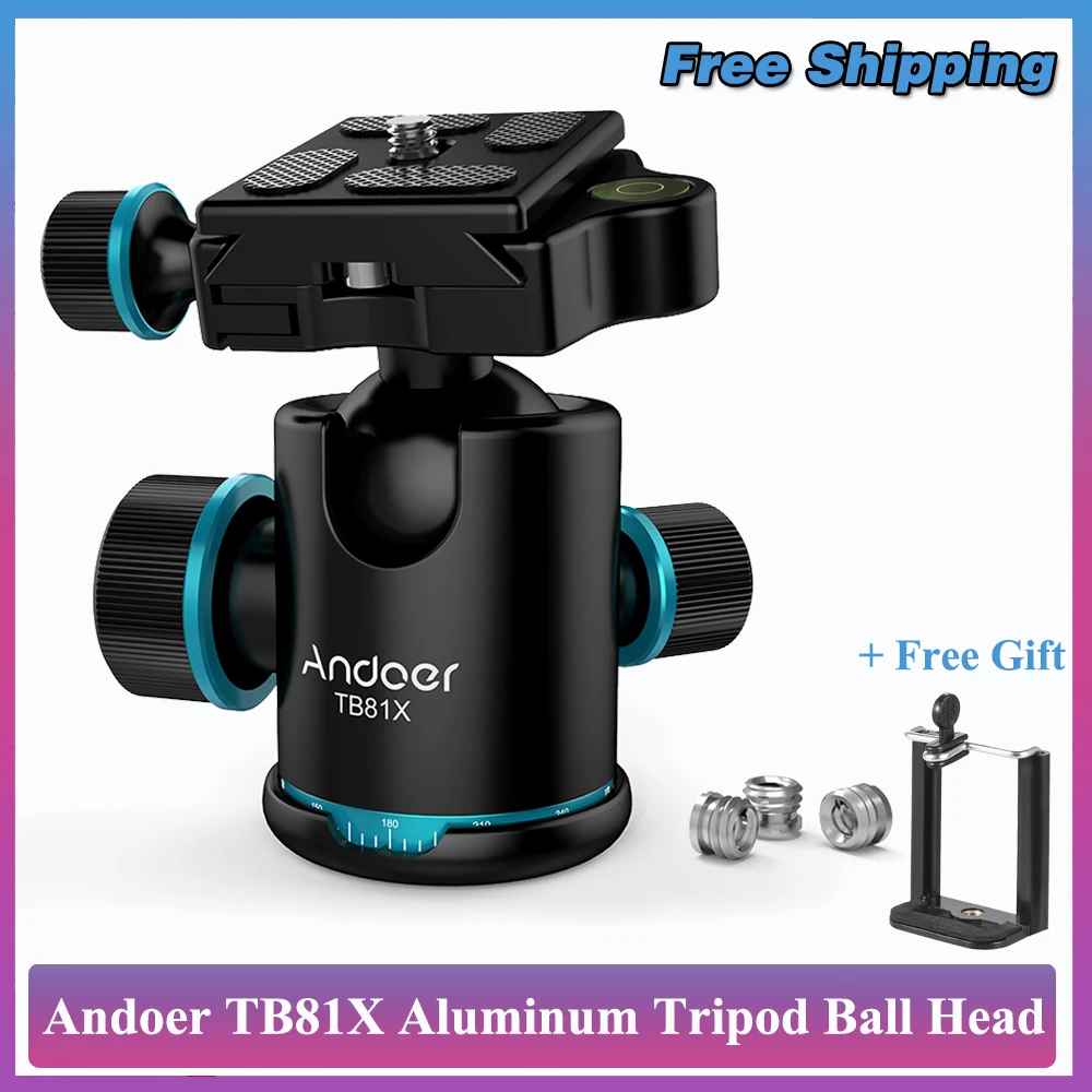 Алюминиевая головка штатива Andoer TB81X с шаровой головкой вращающаяся панорамная