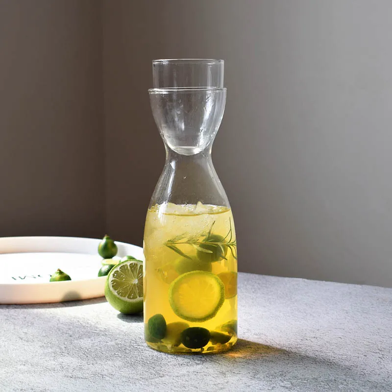 Nordic Style New Transparent Glass Pot Cup Creative Glass Flower Tea One Drink Simple Juice Cup Heat-Resistant Cold Water Jug