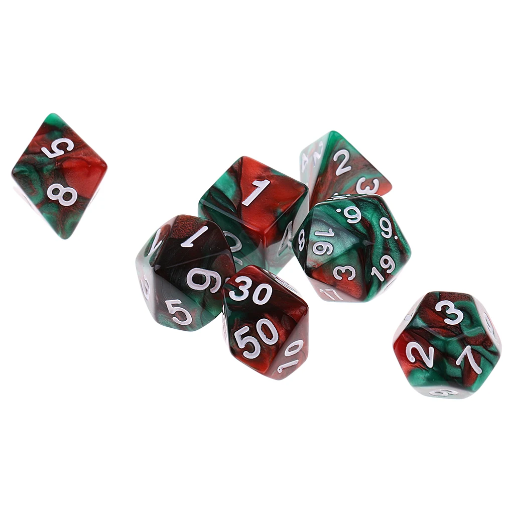 14x Two Color Polyhedral Dice for Dungeons and Dragons Party Casino Game Toy