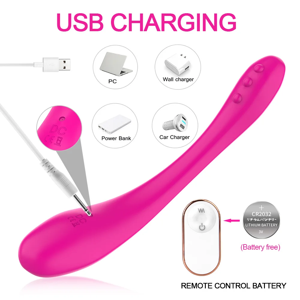 

Dildo Vibrator Sex Toys for Woman Vaginal Massager G-Spot Clitoral Stimulator Double Ended Remote Control 9 Speeds Bendable