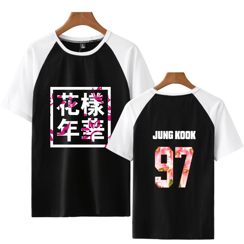 Bangtan Boys, K-pop футболка, одежда для женщин/мужчин, реглан с короткими рукавами, хлопковые футболки, пары, хип хоп, K-pop, Harajuku, футболка с цветочным принтом