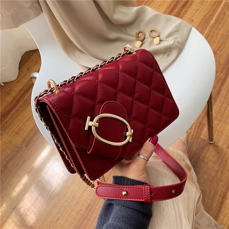 

Luxury Design Woman Shoulder Bag 2019 Autumn And Winter New High-Grade Leather Simple Rhombic Fashion Ladie Clutch Messenger Bag