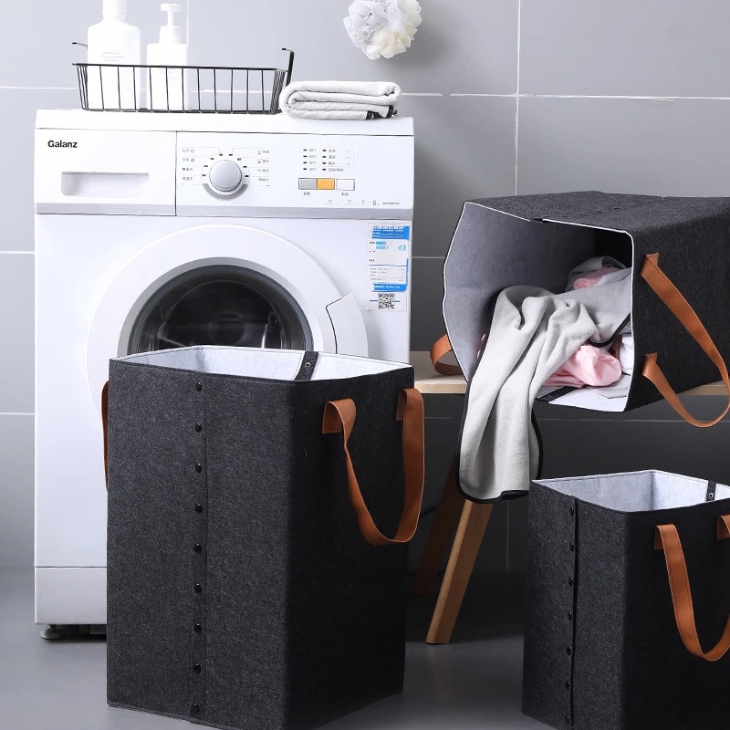 Fieltro cesto ropa sucia cestas de almacenamiento de cubo ropa sucia juguetero organizador Plegable cestos de contenedor para el hogar alta capacidad Lavanderia Baño cestos de armazenamento cubo|Cestas de lavandería| -