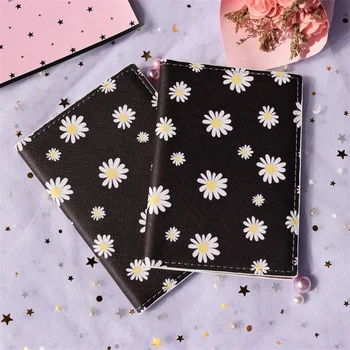 

Daisy With Black Background Passport Holder ID Card Holders Passport Cover Leather Bank Credit Card Holder Ticket Folder