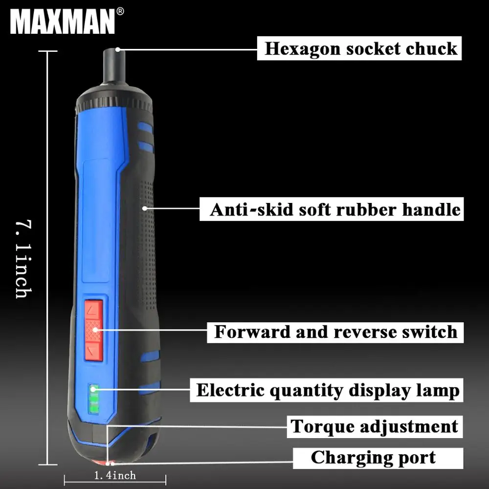 Аккумуляторная электрическая отвертка с питанием-43 биты, многофункциональная беспроводная отвертка с переменной скоростью 4,2 в и светодиодный светильник