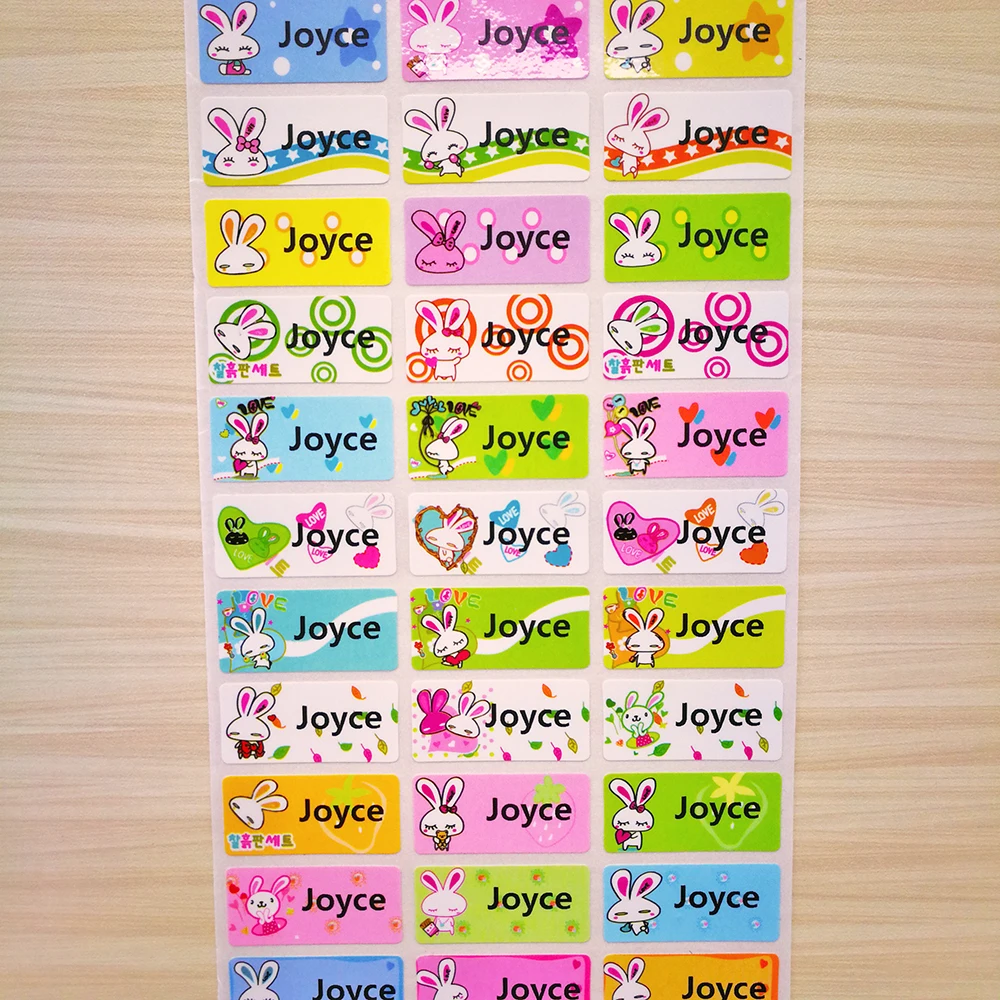 Customize Label Name Sticker Cute Rabbit children stickers ...