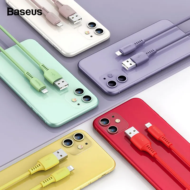 

Baseus USB Cable For iPhone 11 Pro Max Charger Charging Cable For iPhone X Xs Xr 8 7 6s 2.4A USB Colourful Data Cable Phone Cord