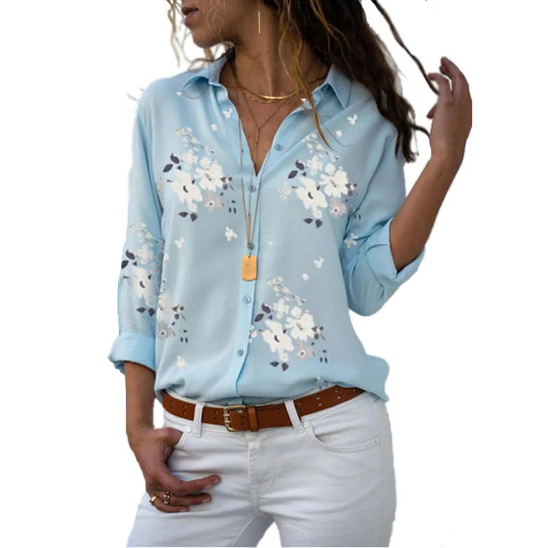 Women Blouses 2020 Autumn Tops S-5XL Plus Size Blouse Womens Floral Print Shirts Fashion Casual Long Sleeve Button Leopard Tops