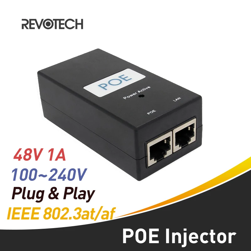 Adaptador POE de inyector de escritorio 48V1A, 10/100Mbps, para cámara POE IP y fuente de alimentación AP inalámbrica, enchufe opcional para UE, EE. UU., Reino Unido y Australia