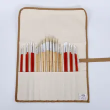 24PCS Wood Handles Supplies Different Shape School Gouache Paint Brushes Watercolor Painting Nylon Pointed Tip Children Office