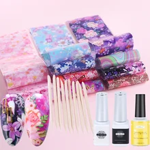 Голографические наклейки с бабочками и цветами для дизайна ногтей, переводная наклейка из фольги с бабочкой, бумажный слайдер для украшения ногтей LEXK139