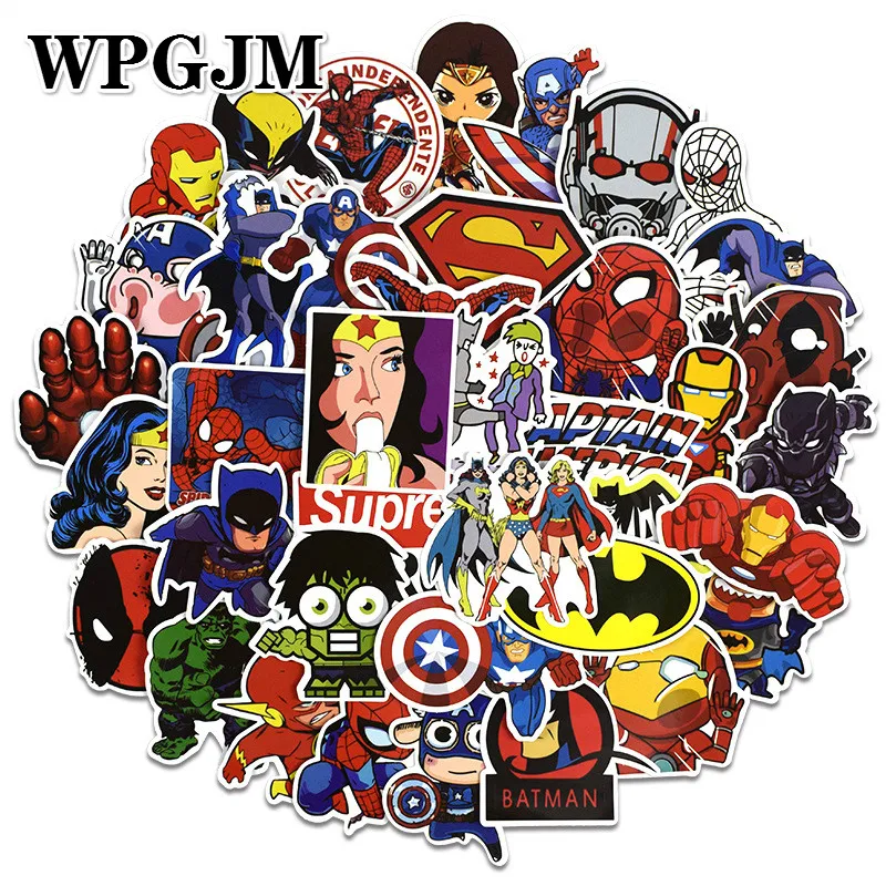 

50Pcs/Pack Cool Super Hero marvel Stickers Kids Toy The Avengers Sticker Bomb for Skateboard Luggage Laptop Notebook Car TV