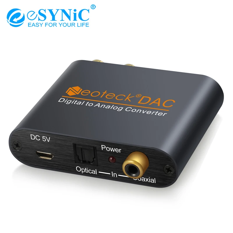 

eSYNiC Digital to Analog Audio converter DAC Coax Coaxial Optical Toslink RCA R/L 3.5mm Audio Adapter