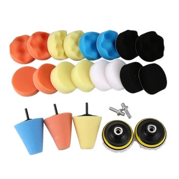 

25Pcs 3 Inch Flat Wave Polished Sponge Wool Wheel Car Beauty Waxing Sponge Ball Kit