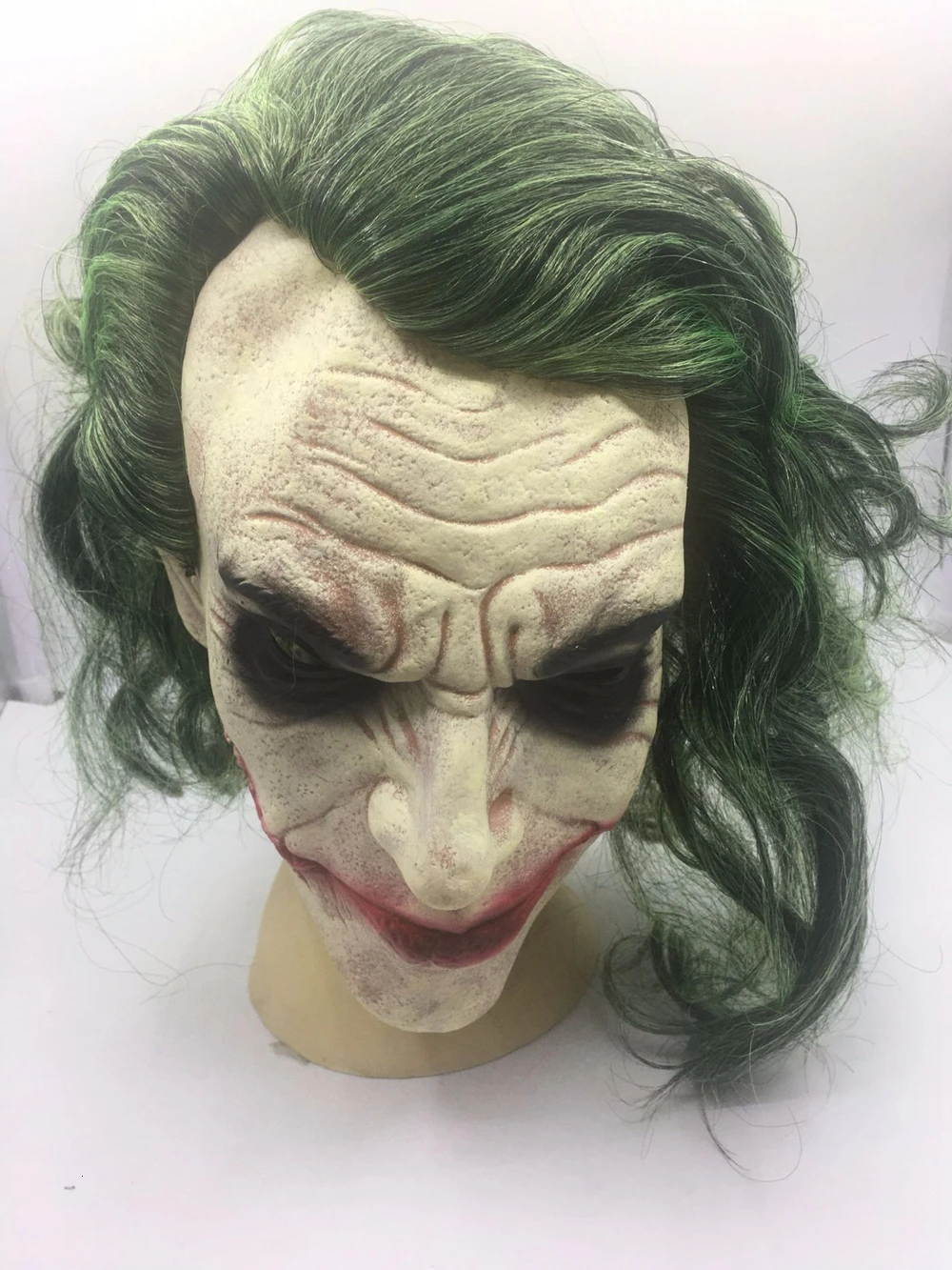 Латексная Маска Джокера из фильма Темный рыцарь Бэтмен Джокер Косплей страшная маска клоуна с зелеными волосами парик для Хэллоуина Вечерние