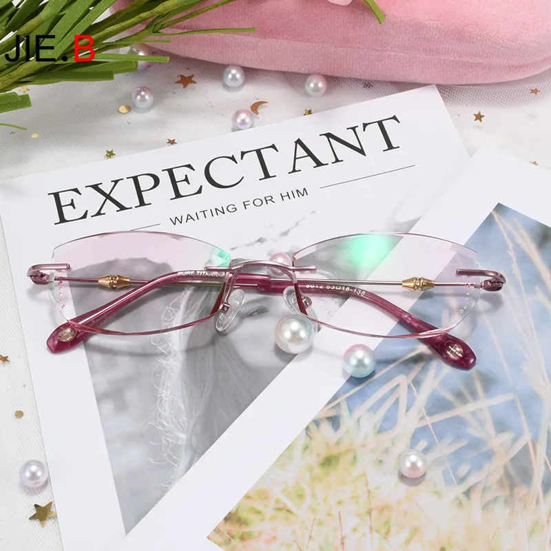 

PrescriPtion Glasses LightweiGht Fashion Titanium Ladies Glasses Can Be Customized Gradient Color Myopia Hyperopia Color Mirror