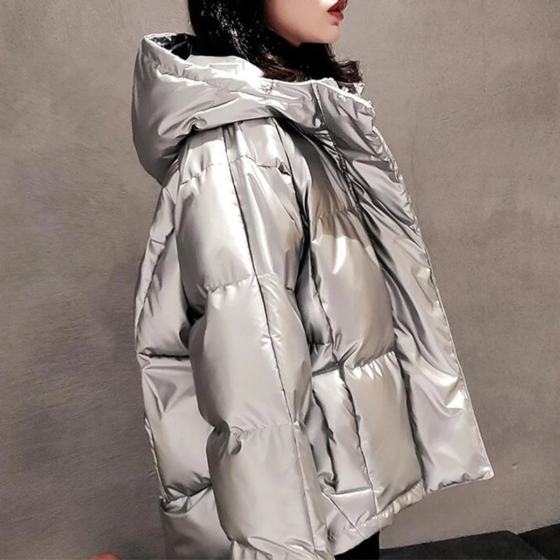 Осенне-зимний модный пуховик, женские парки, теплое плотное глянцевое пальто, Корейская Студенческая свободная короткая куртка cc823