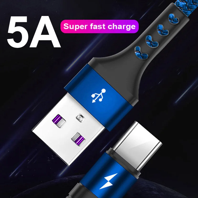 Супер быстрое зарядное устройство кабель 5А USB C Зарядка Тип для huawei P30 P20 Pro mate 20 X