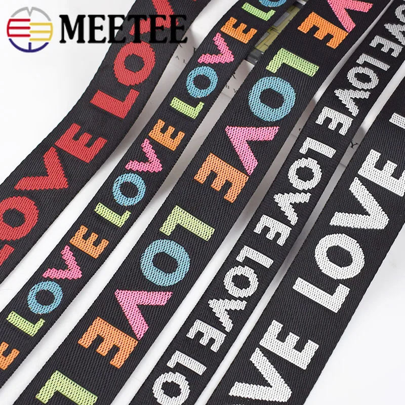 Meetee 8yards 25/38mm Width Nylon Jacquard Webbing Tape Ribbon LOVE Belt DIY Bag Shoulder Strap Garment Decor Sew Accessories|Тесьма| |