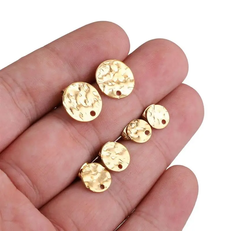10/20Pcs Stainless Steel Blank Post Earring Studs Base Pins With Earring Plug Gold Steel Color Ear Back For DIY Jewelry Making