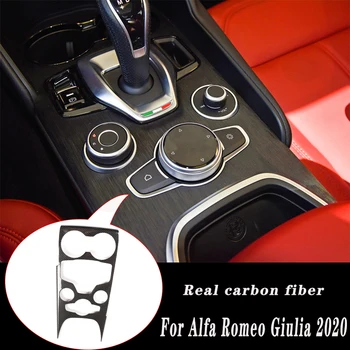 

For Alfa Romeo Giulia Real Carbon Fiber Center Console Multimedia Water Cup Panel Gear Frame Trim Cover Car Interior Decoration