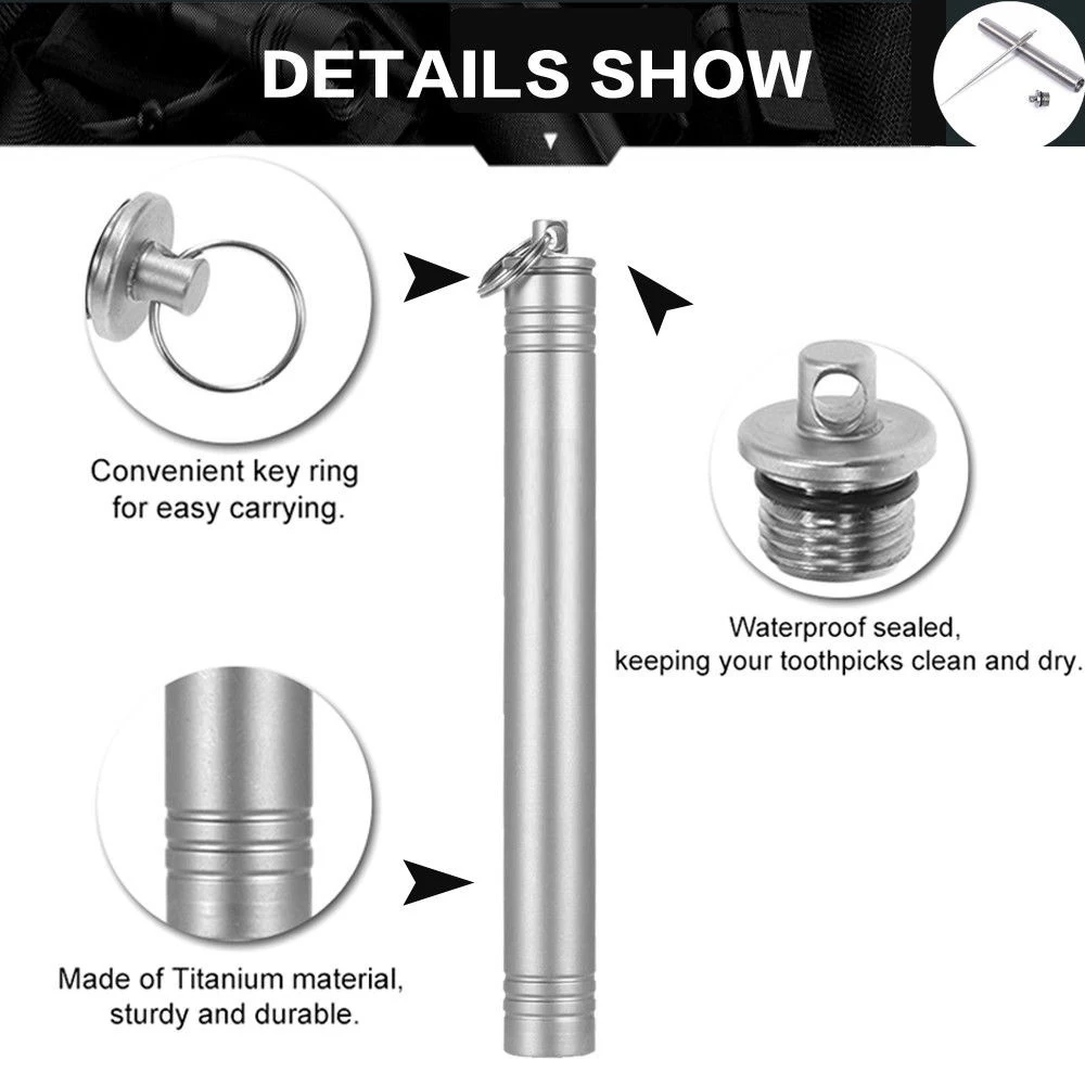 1* Титановый многоразовый Карманный зубочистка+ Водонепроницаемый держатель чехол для путешествий Набор инструментов